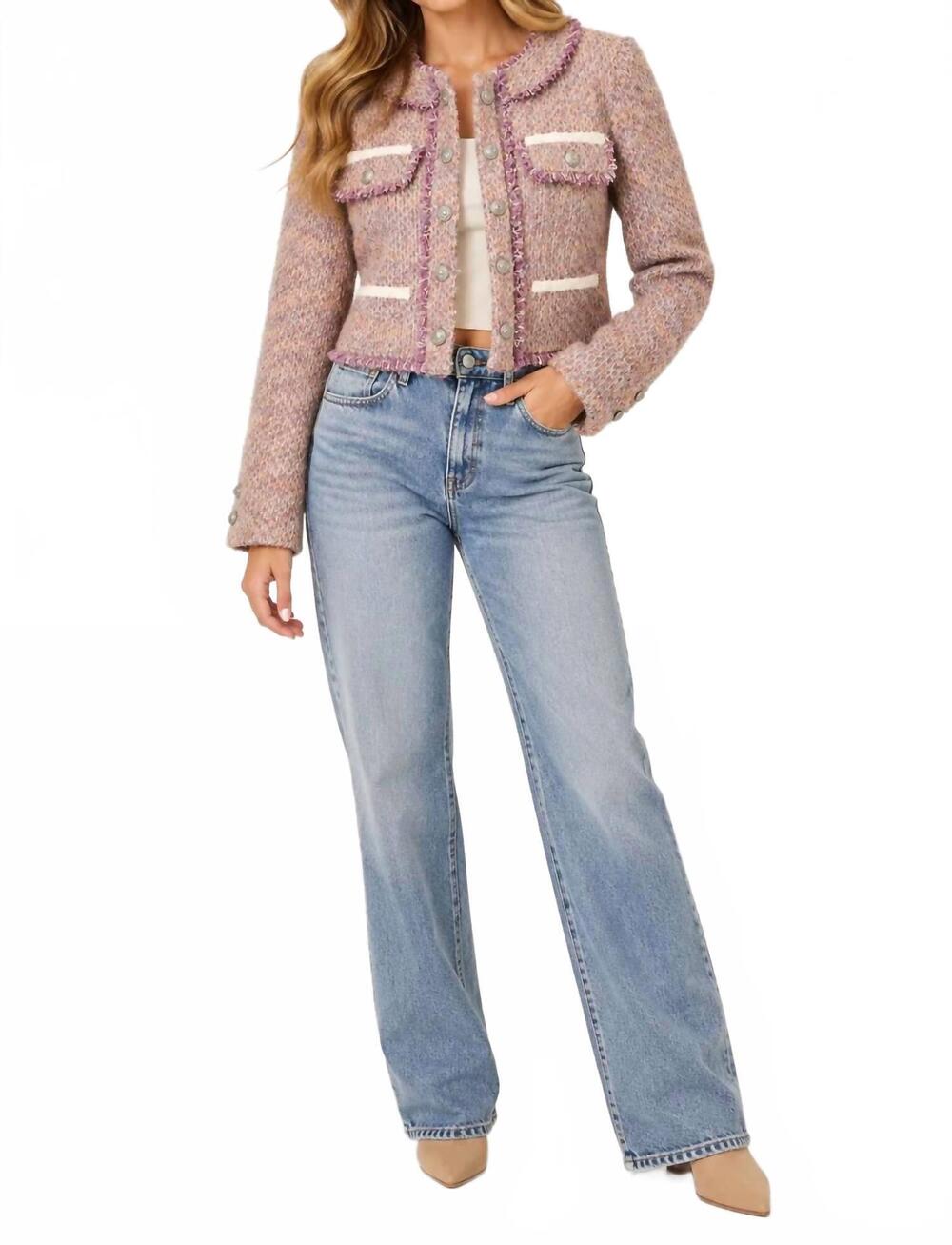 NEW MYSTREE fringe tweed jacket with lurex in multicolor